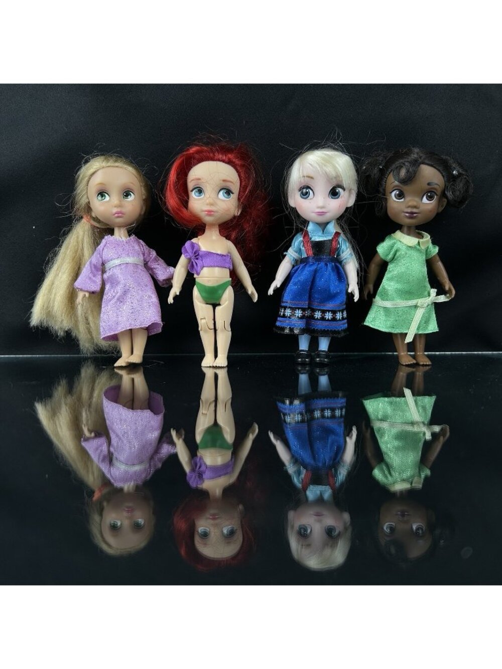Disney 5" Animators Collection Doll Set Elsa Tiana Ariel Rapunzel